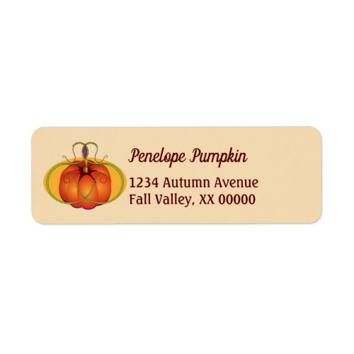 Orange Pumpkin Thanksgiving Personalized Name Label