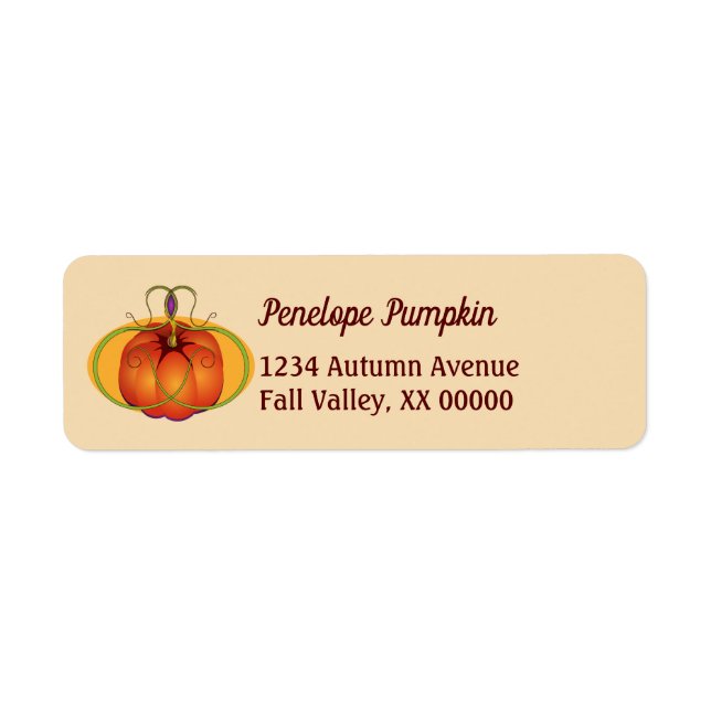 Orange Pumpkin Thanksgiving Personalized Name Label (Front)