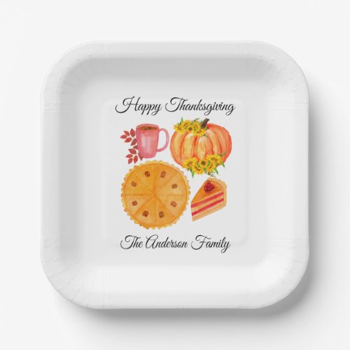 Orange Pumpkin Thanksgiving Spice Latte Paper Plates