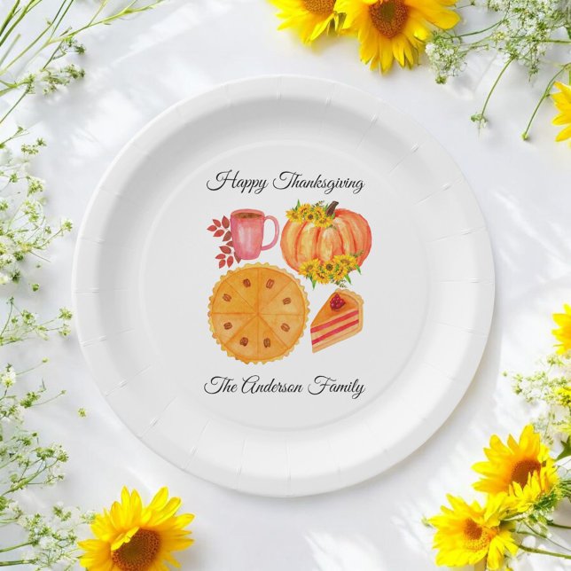 Orange Pumpkin Thanksgiving Spice Latte  Paper Plates (Creator Uploaded)