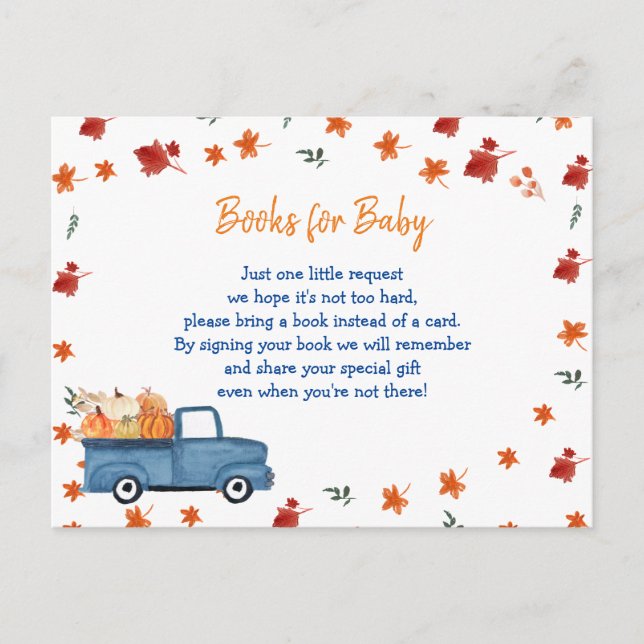 Orange Pumpkin Truck Baby Books insert card (Front)