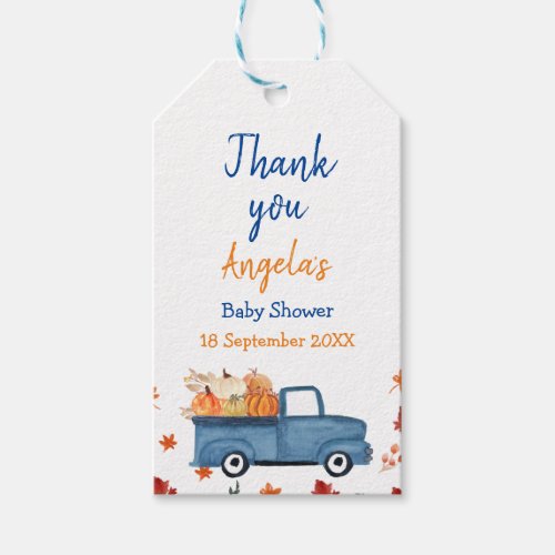 Orange Pumpkin Truck Thank You Tag Gift Tags