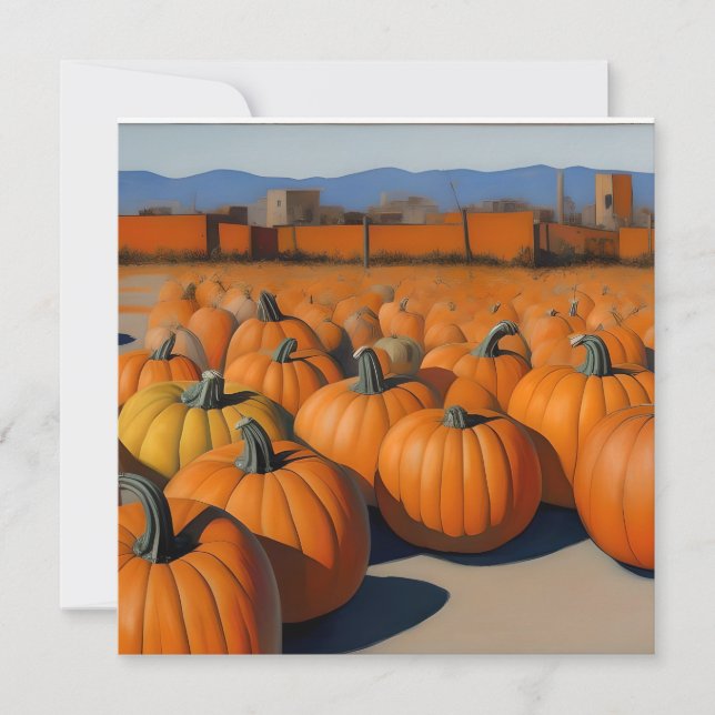 orange pumpkin village holiday card (Front)
