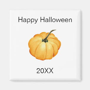 orange pumpkin watercolor Happy Halloween year Magnet