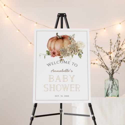 Orange Pumpkin  White Dahlia Baby Shower Welcome Foam Board