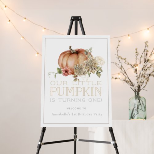 Orange Pumpkin  White Dahlia Birthday Welcome Foam Board