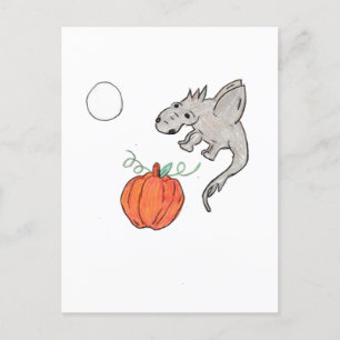 Orange Pumpkin with Dragon  Postcard