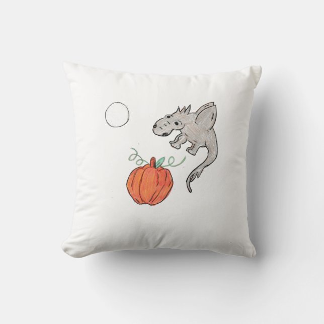 Orange Pumpkin with Dragon  Throw Pillow (Front)