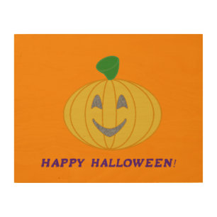 Orange Pumpkin Wood Wall Art