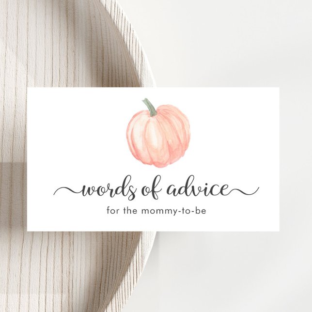 Orange Pumpkin Words Of Advice Baby Shower Enclosure Card (Creator Uploaded)