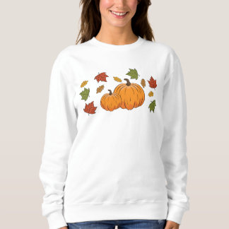 Orange Pumpkins And Autumn Leaves  Sweatshirt