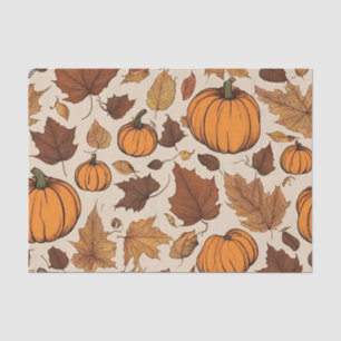 Orange Pumpkins and Autumn Leaves Tissue Paper