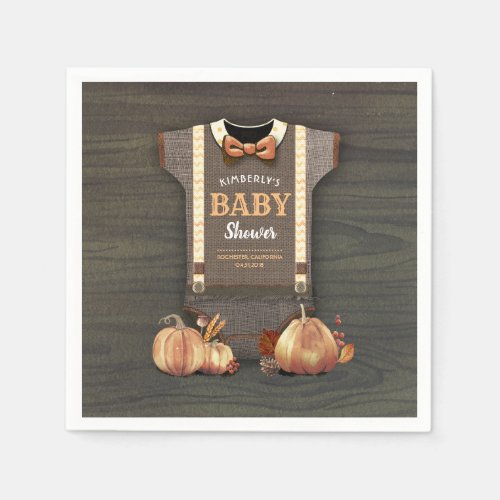 Orange Pumpkins and Bodysuit Fall Baby Shower Napkins
