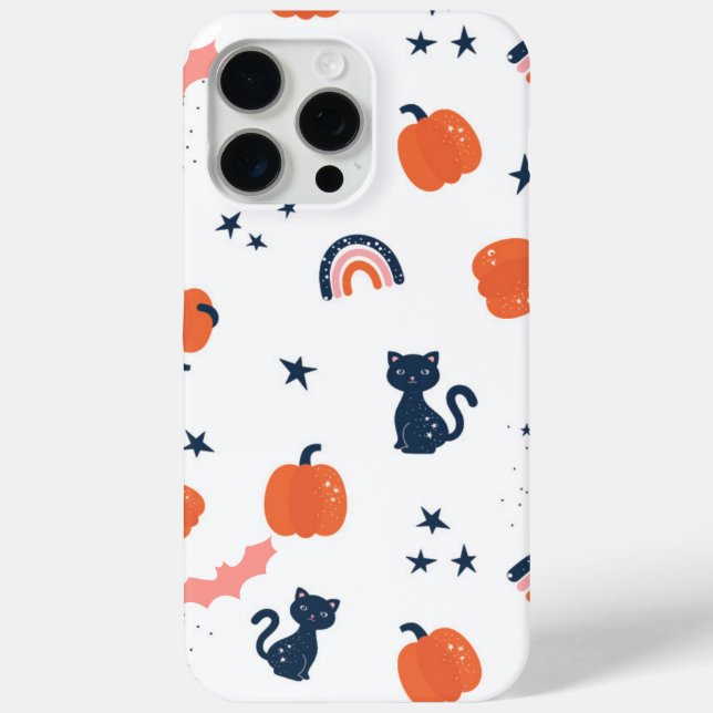 Orange pumpkins and cats Halloween  Case-Mate iPhone Case (Back)