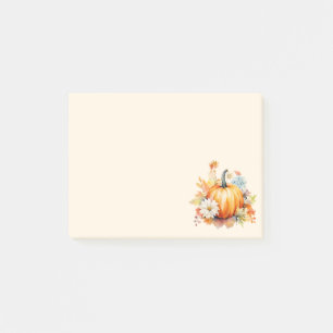 Orange Pumpkins and Flowers Autumn Post-it Notes