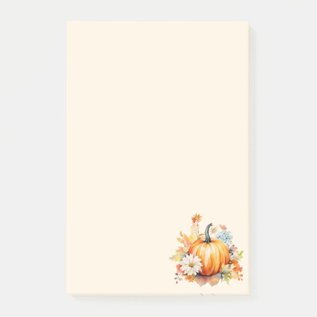 Orange Pumpkins and Flowers Autumn Post-it Notes (Front)