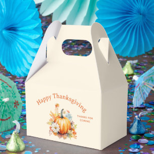 Orange Pumpkins and Flowers Autumn Thank You Favor Boxes