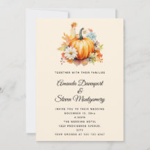 Orange Pumpkins and Flowers Autumn Wedding