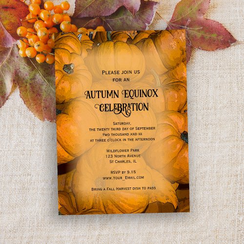 Orange Pumpkins Autumn Equinox Celebration Invitation