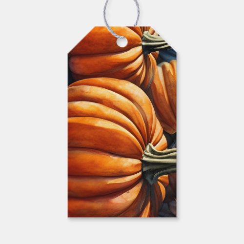 Orange Pumpkins Autumn Fall Thanksgiving Gift Tags