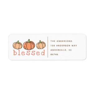 Orange Pumpkins Blessed Thanksgiving Label