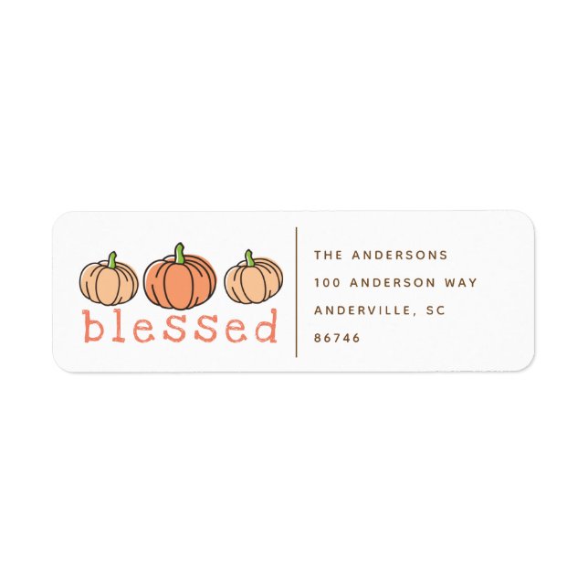 Orange Pumpkins Blessed Thanksgiving Label (Front)