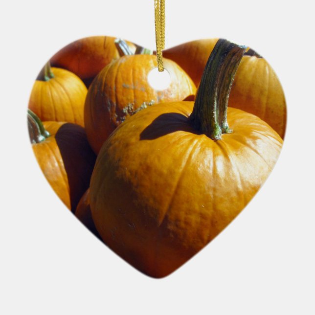 Orange Pumpkins Ceramic Ornament (Front)