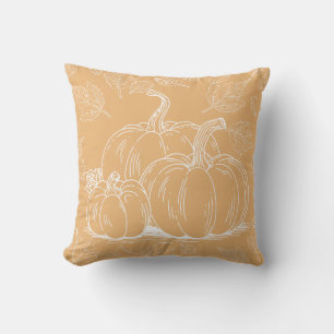 Orange Pumpkins Fall Autumn Thanksgiving Halloween Throw Pillow