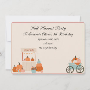 Orange pumpkins fall harvest birthday invitation