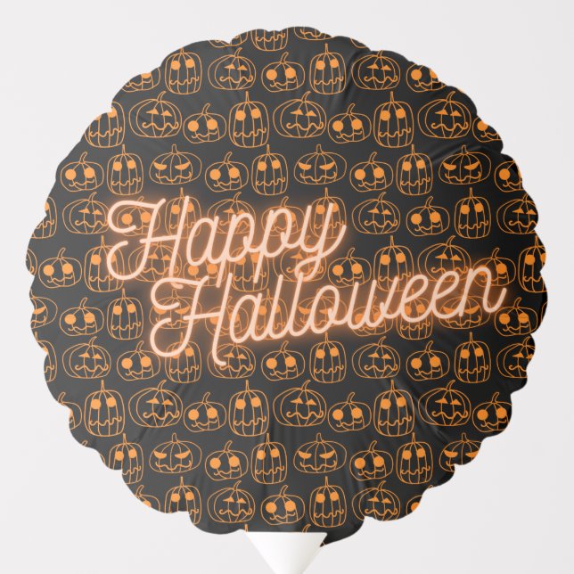 Orange Pumpkins Halloween Pattern Balloon (Front)