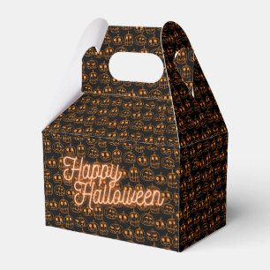 Orange Pumpkins Halloween Pattern Favor Boxes