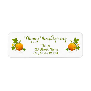Orange Pumpkins Happy Thanksgiving return address Label