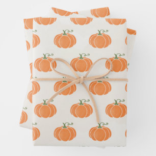 Orange Pumpkins on Beige Gift Wrapping Paper