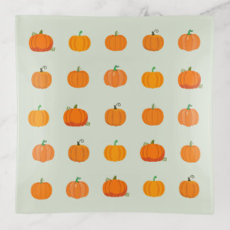  Orange Pumpkins Pattern Trinket Tray