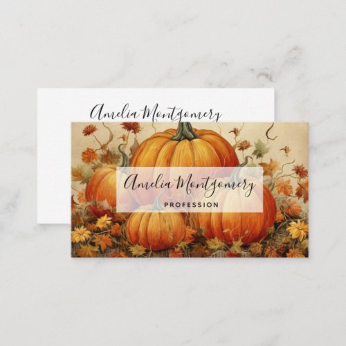 Orange Pumpkins Rustic Autumn Business Card