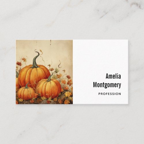 Orange Pumpkins Rustic Autumn Business Card