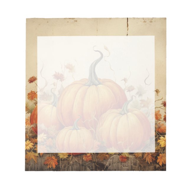 Orange Pumpkins Rustic Autumn Notepad (Front)