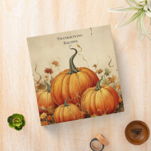 Orange Pumpkins Rustic Autumn Recipe 3 Ring Binder
