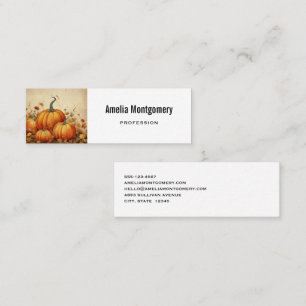 Orange Pumpkins Rustic Autumn Thanksgiving Mini Business Card