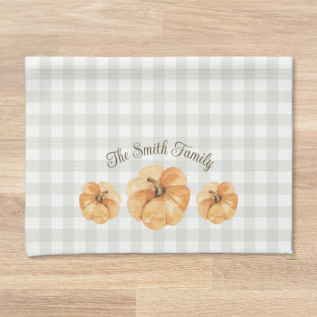 Orange Pumpkins Thanksgiving Family Name Kitchen Towel (Creator Uploaded)