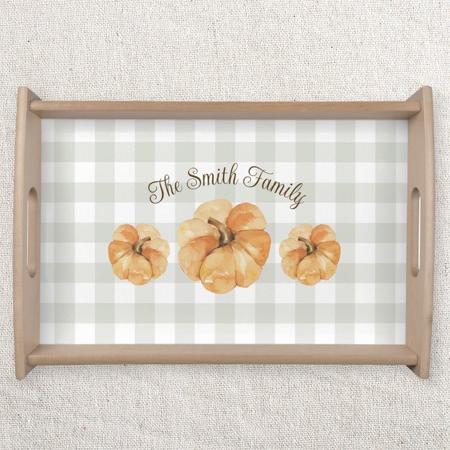Orange Pumpkins Thanksgiving Family Name Serving Tray (Creator Uploaded)
