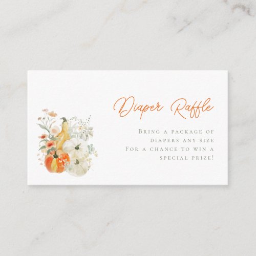 Orange Pumpkins  Wildflowers Diaper Raffle Enclosure Card