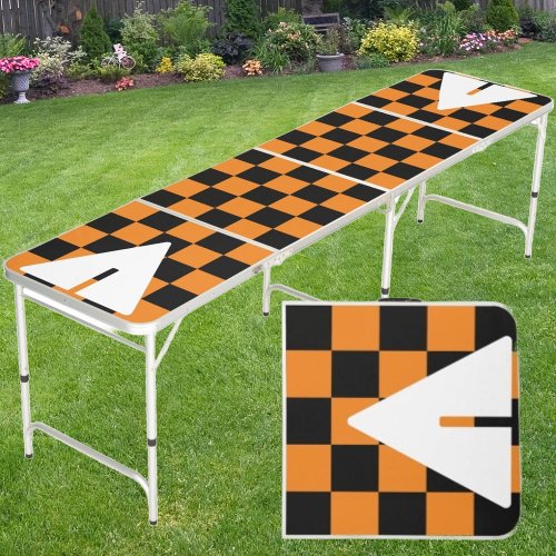 Orange Punk Rocker with Cup Triangles  Beer Pong Table