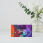 Orange Purple Abstract Watercolor Business Card (Standing Front)