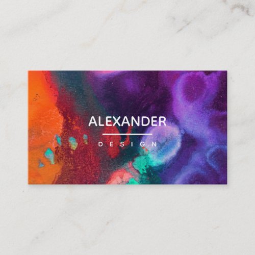 Orange Purple Abstract Watercolor Business Card