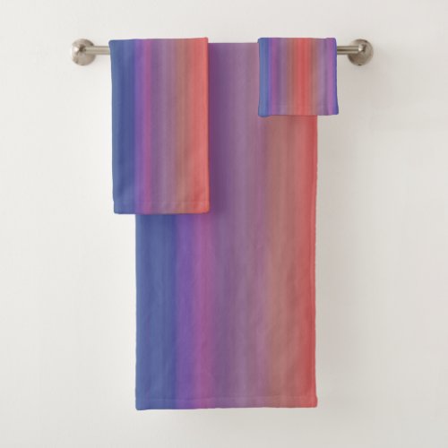 Orange Purple and Blue Stripes Abstract Art Design Bath Towel Set