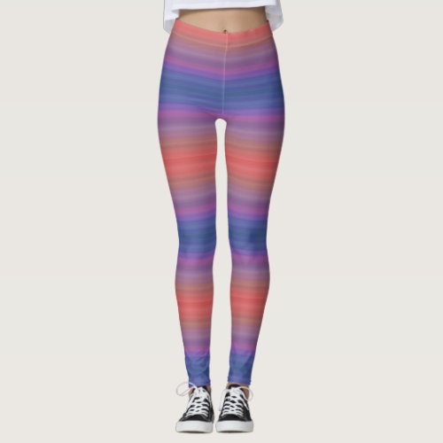 Orange Purple and Blue Stripes Abstract Pattern Leggings