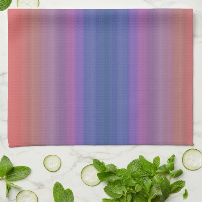 Orange Purple and Blue Stripes Pattern Kitchen Towel (Folded)