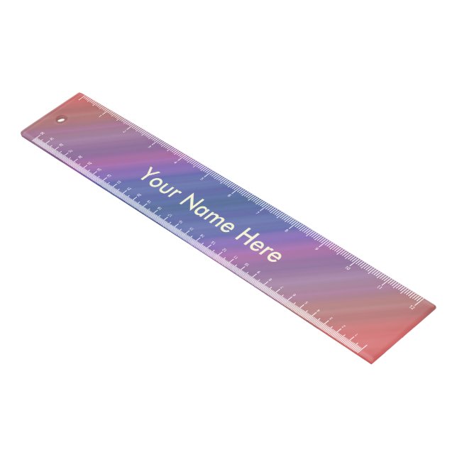 Orange Purple and Blue Stripes Pattern with Name Ruler (Angled)