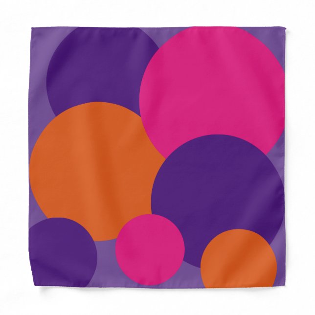 Orange, Purple and Hot Pink Polka Dots Bandana (Front)
